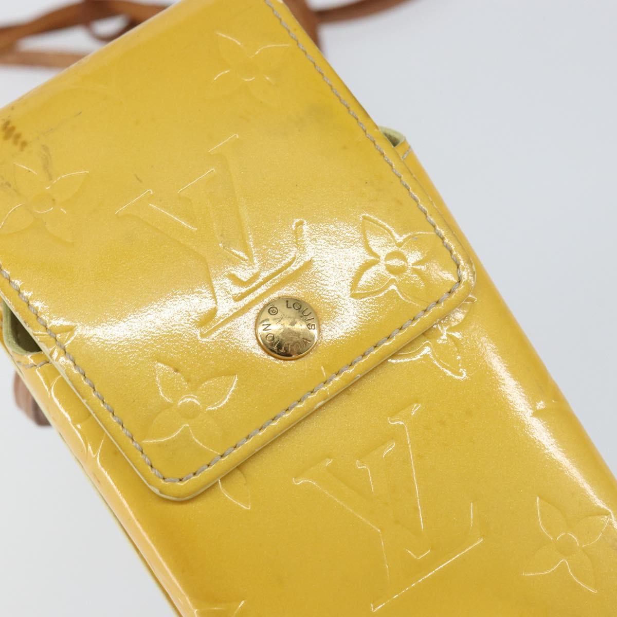 LOUIS VUITTON Monogram Vernis Walker Wallet Lime Yellow M91074 LV Auth 154019