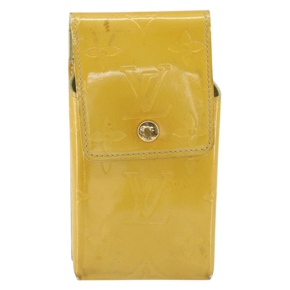 LOUIS VUITTON Monogram Vernis Walker Wallet Lime Yellow M91074 LV Auth 154019