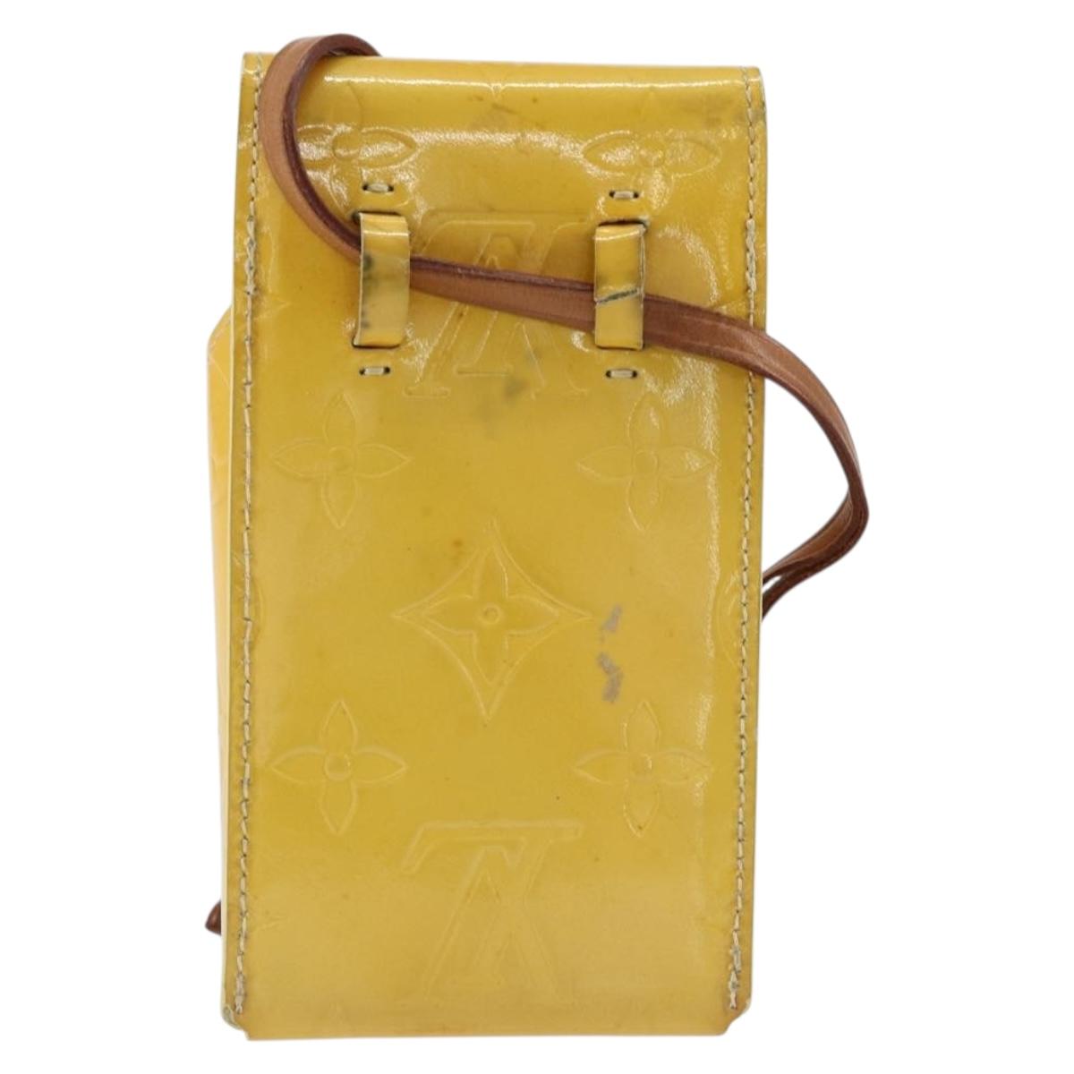 LOUIS VUITTON Monogram Vernis Walker Wallet Lime Yellow M91074 LV Auth 154019