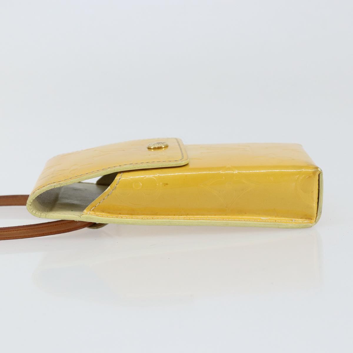 LOUIS VUITTON Monogram Vernis Walker Wallet Lime Yellow M91074 LV Auth 154019