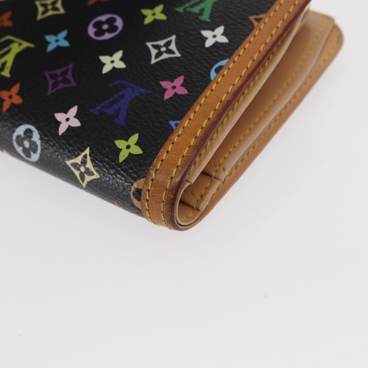 LOUIS VUITTON Multicolor Portefeuille Viennois Wallet Black M92988 Auth 154020