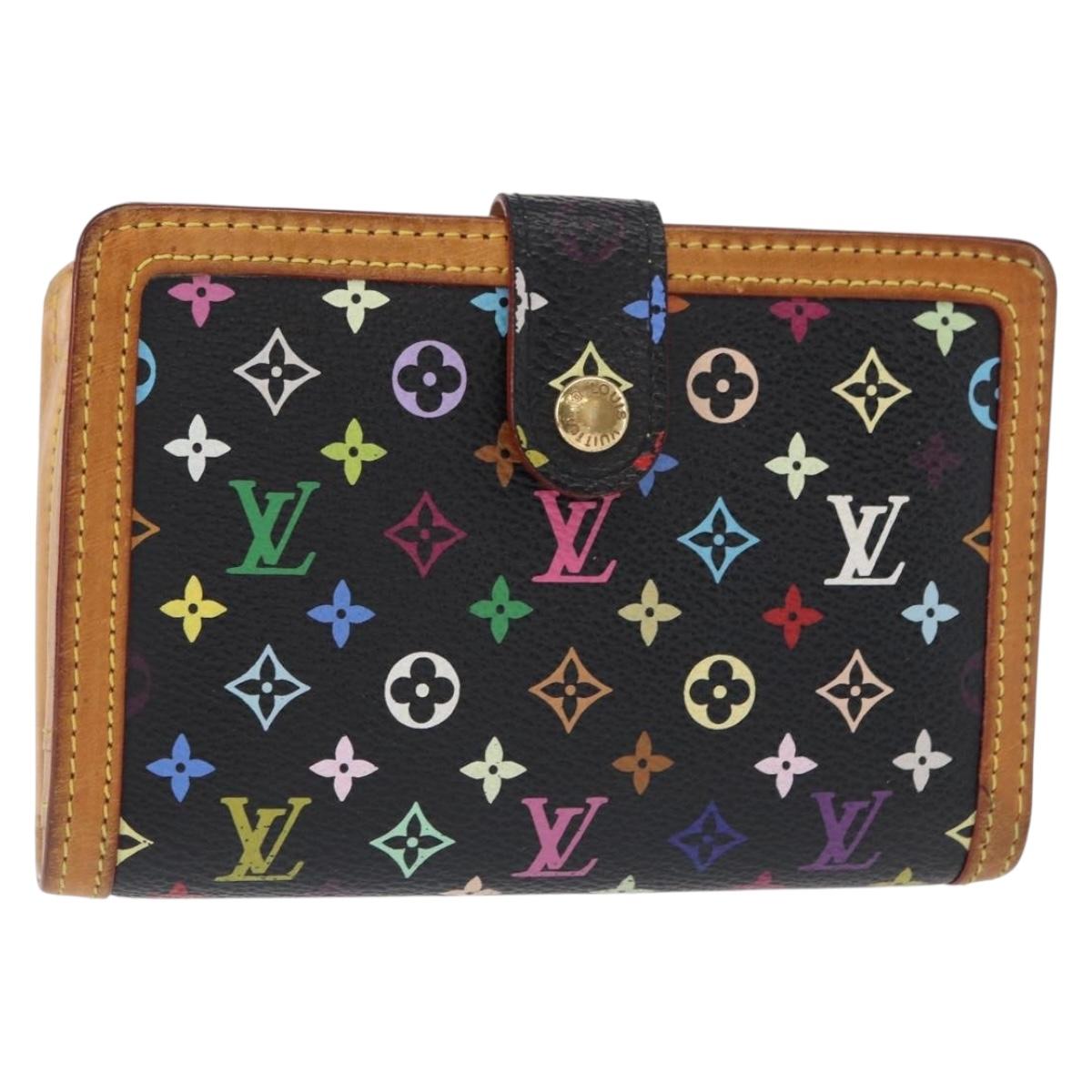LOUIS VUITTON Multicolor Portefeuille Viennois Wallet Black M92988 Auth 154020