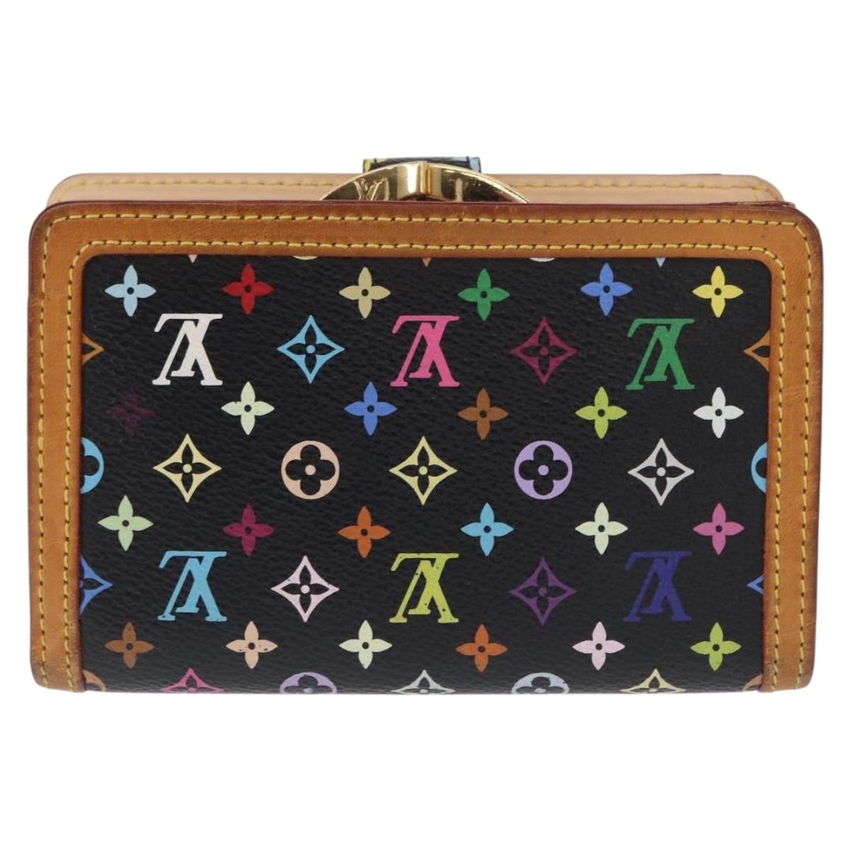 LOUIS VUITTON Multicolor Portefeuille Viennois Wallet Black M92988 Auth 154020