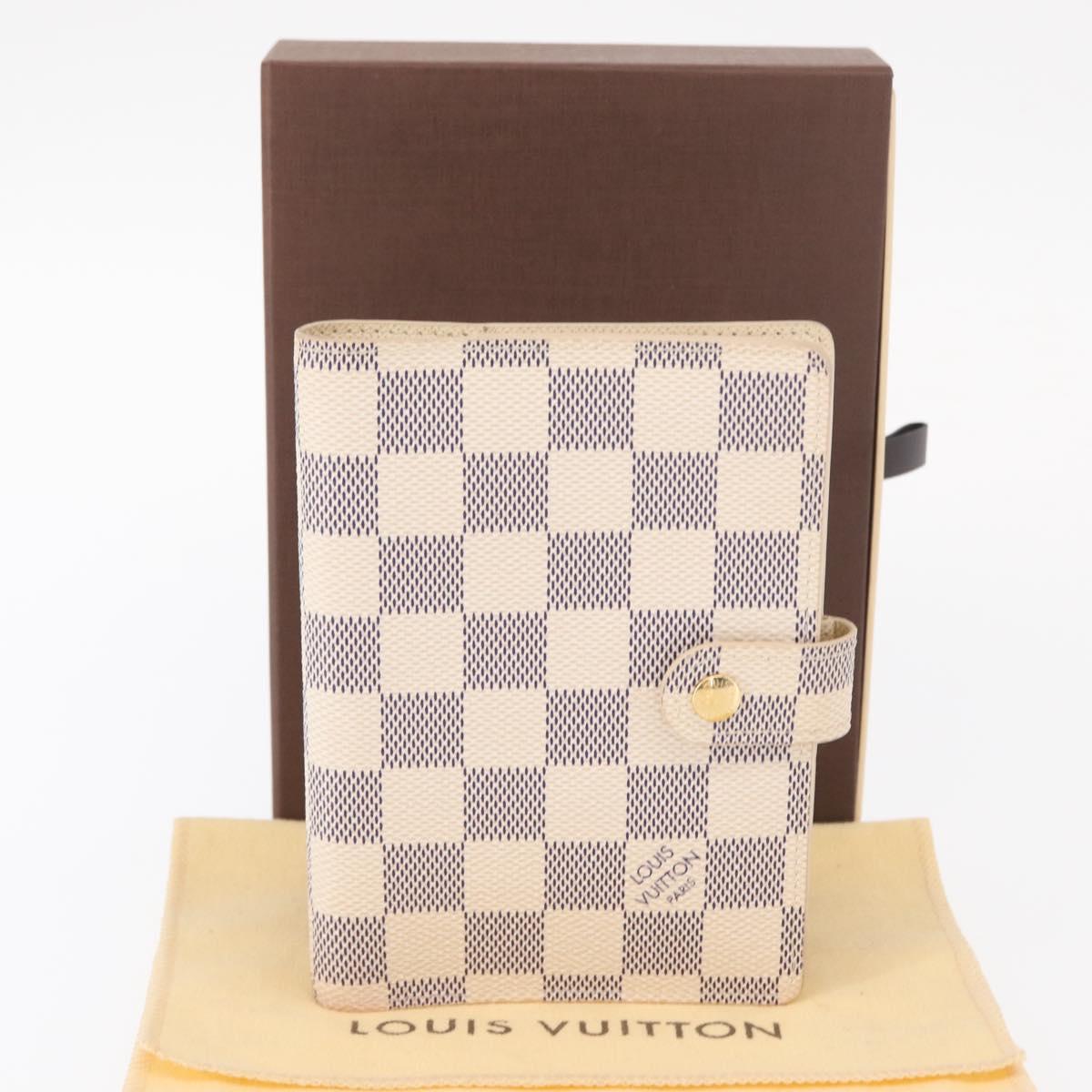 LOUIS VUITTON Damier Azur Agenda PM Day Planner Cover R20706 LV Auth 154021