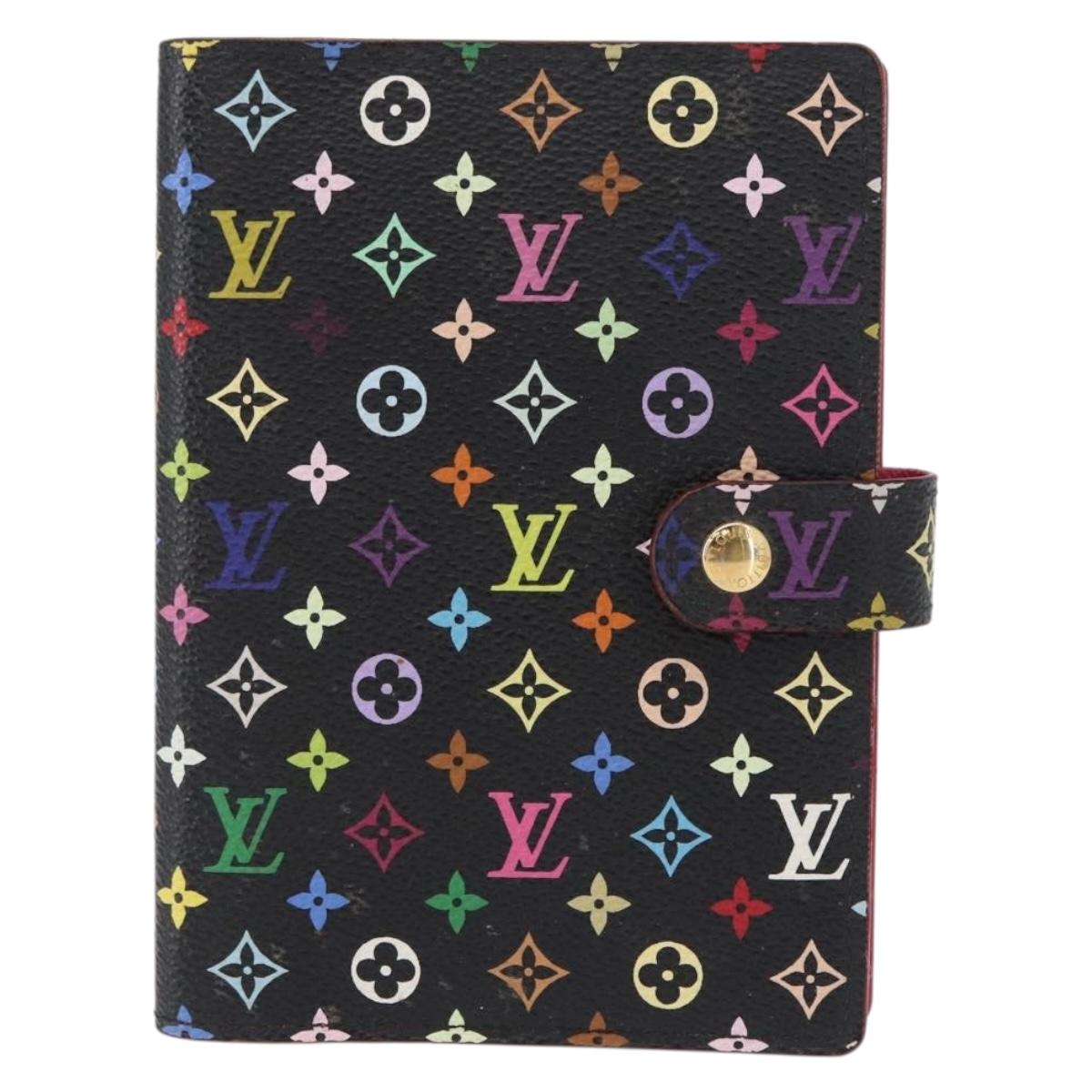 LOUIS VUITTON Multicolor Agenda PM Day Planner Cover Black R21076 LV Auth 154022
