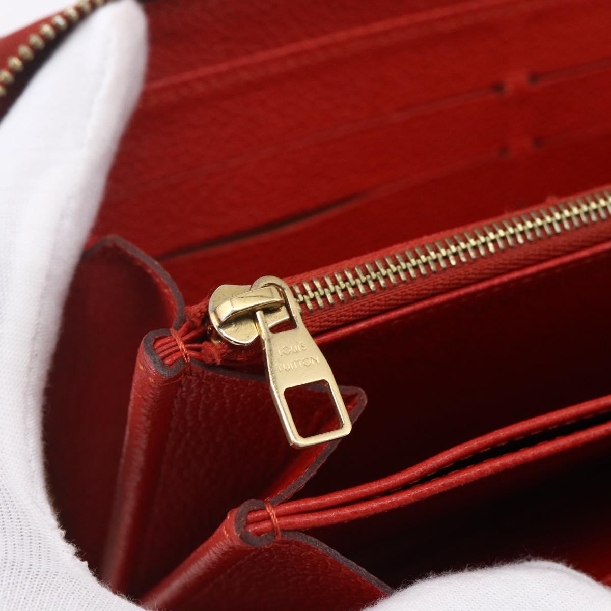 LOUIS VUITTON Monogram Empreinte Zippy Wallet Red M60737 LV Auth 154025