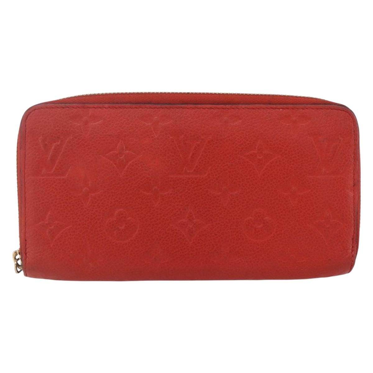 LOUIS VUITTON Monogram Empreinte Zippy Wallet Red M60737 LV Auth 154025