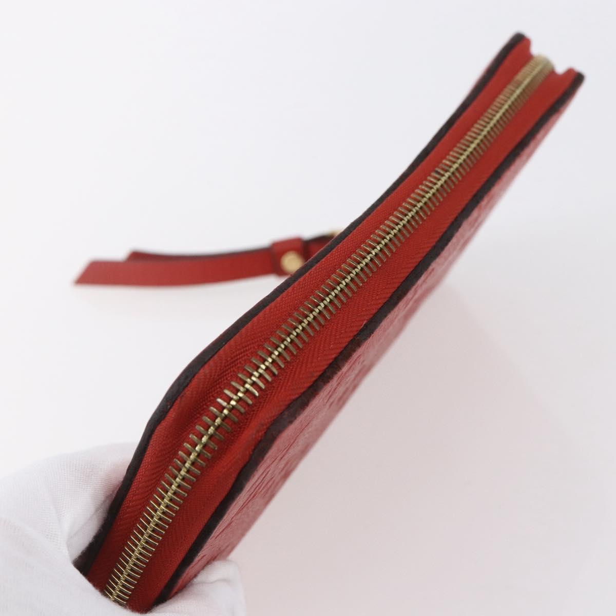 LOUIS VUITTON Monogram Empreinte Zippy Wallet Red M60737 LV Auth 154025