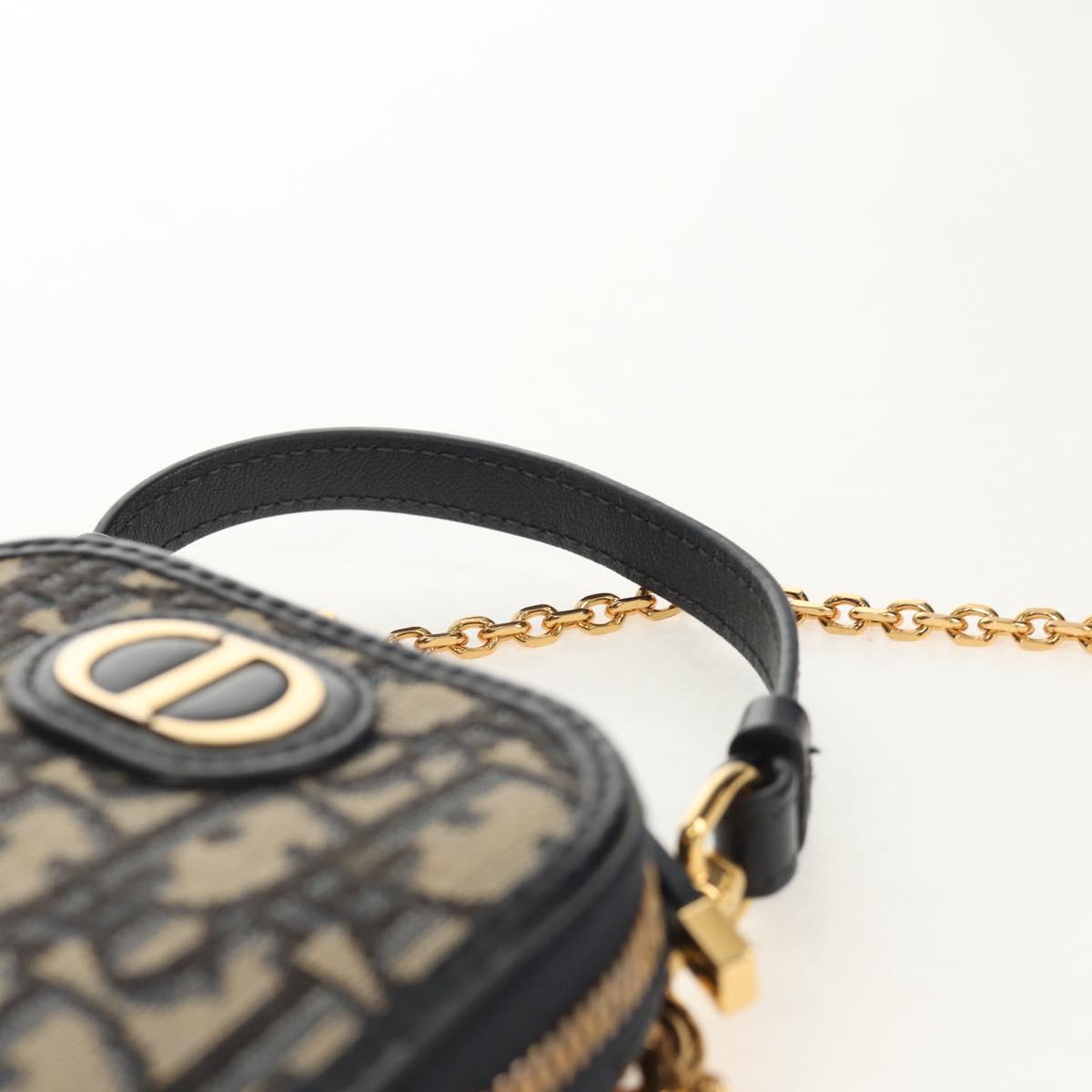 Christian Dior Trotter Canvas Phone Holder Chain Montaigne Bag Navy Auth 154027M