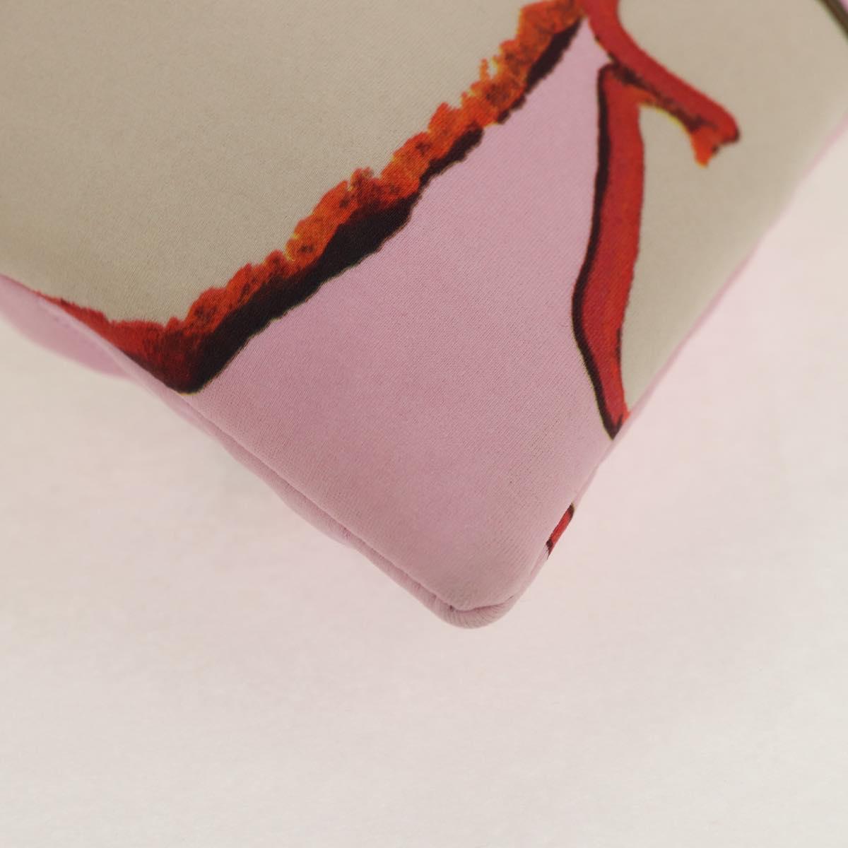 CHANEL Choco Bar Hand Bag Canvas Gold Pink CC Auth 154030M