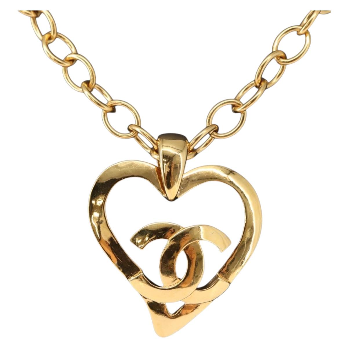 CHANEL COCO Mark Necklace metal Gold Tone CC Auth 154033SAV