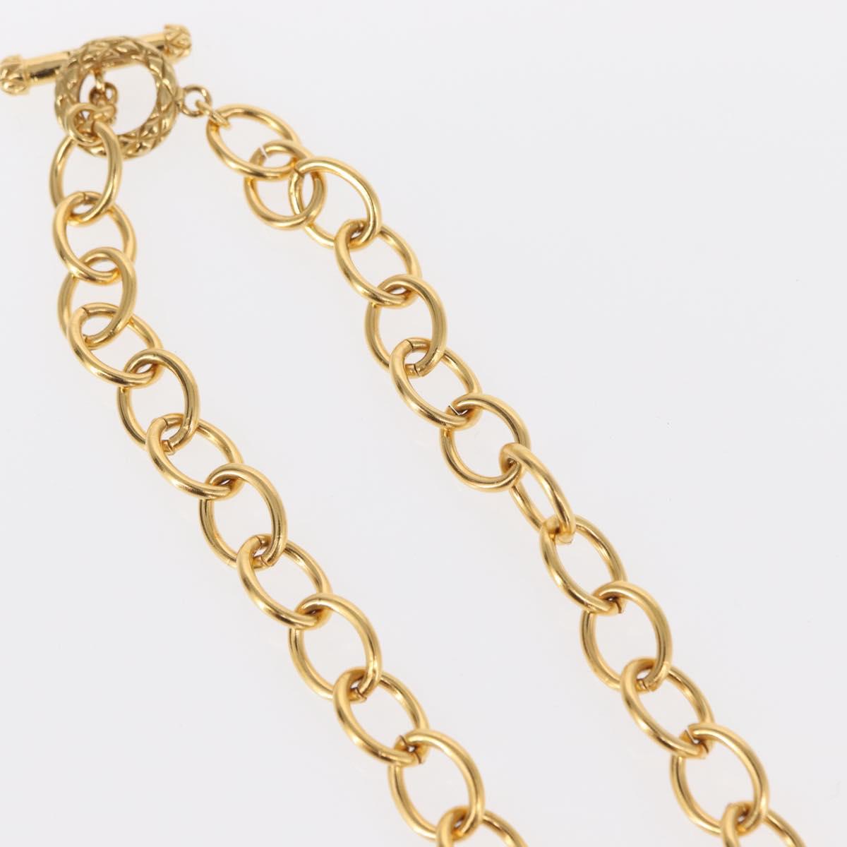 CHANEL COCO Mark Necklace metal Gold Tone CC Auth 154033SAV