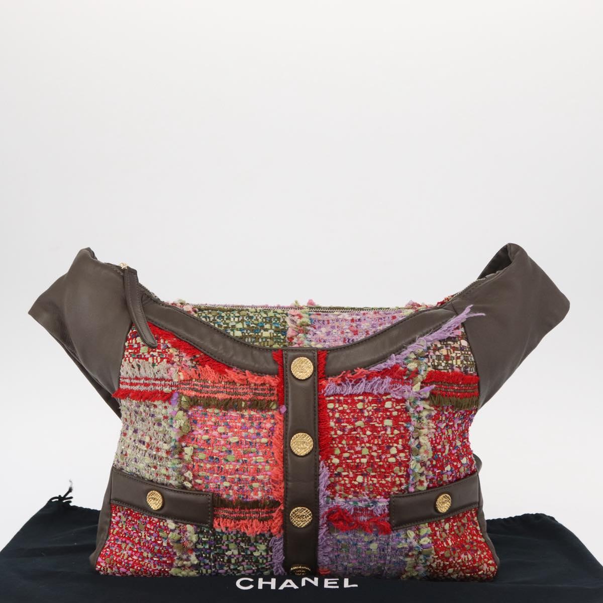 CHANEL Girl Chanel Shoulder Bag Tweed Multicolor Gold CC Auth 154036SAM