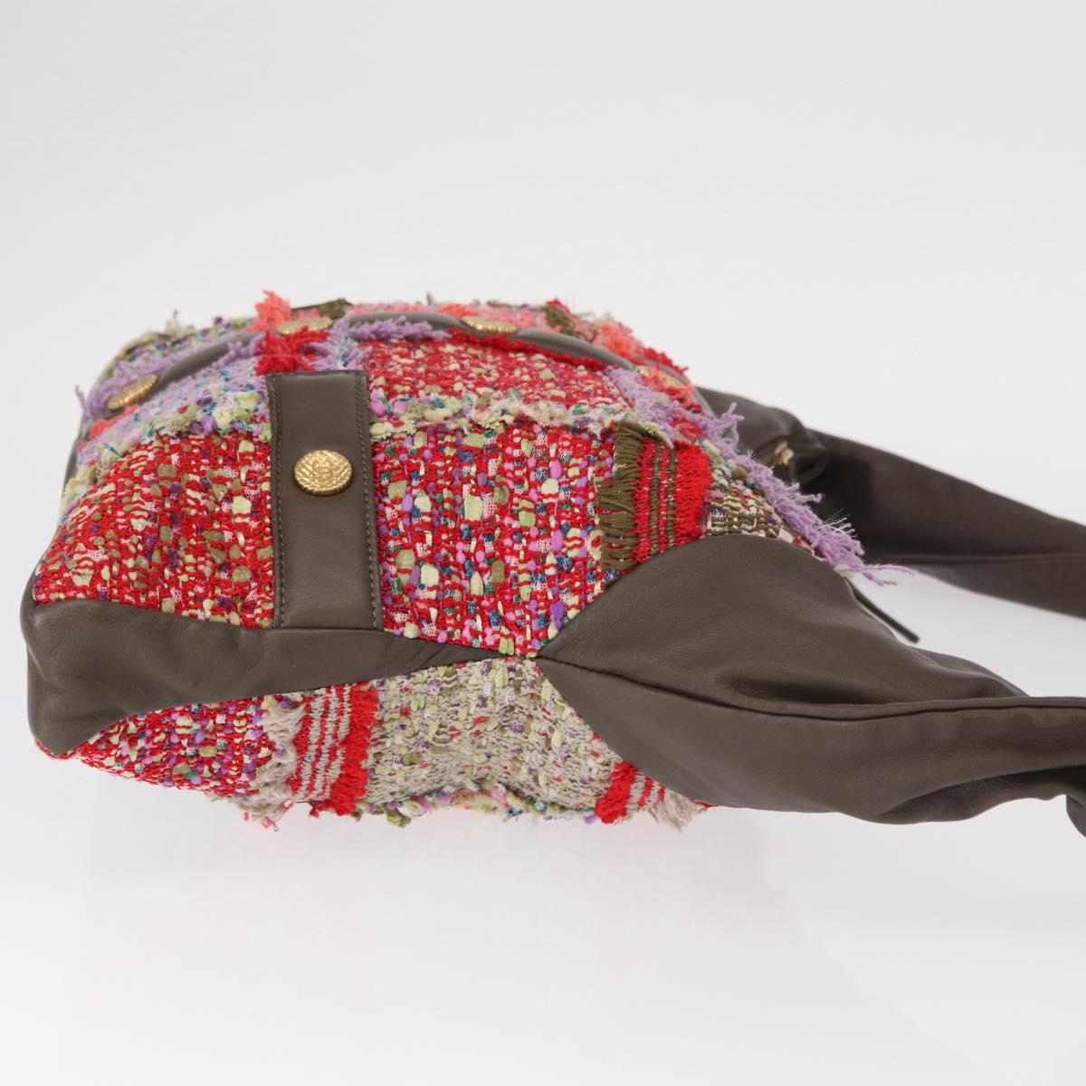 CHANEL Girl Chanel Shoulder Bag Tweed Multicolor Gold CC Auth 154036SAM