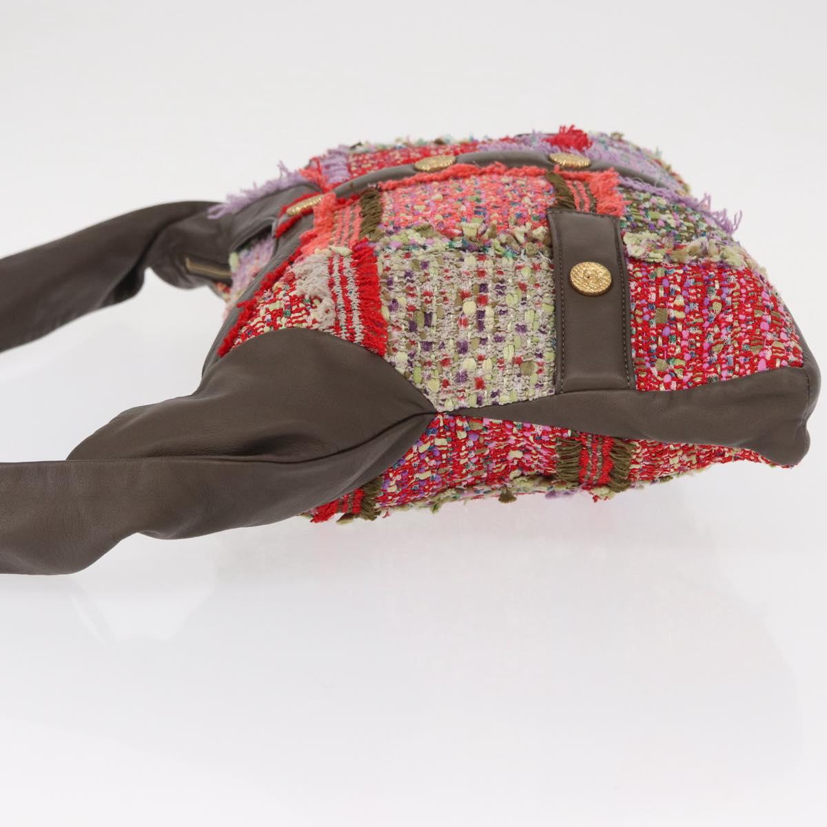 CHANEL Girl Chanel Shoulder Bag Tweed Multicolor Gold CC Auth 154036SAM