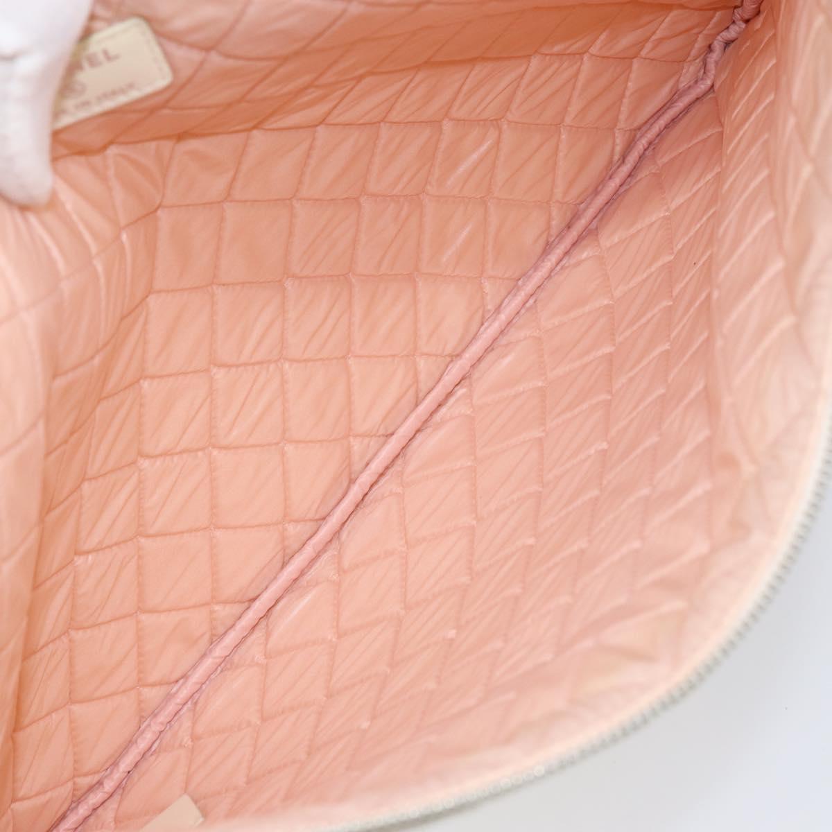 CHANEL Matelasse Clutch Bag Canvas White Silver CC Auth 154040