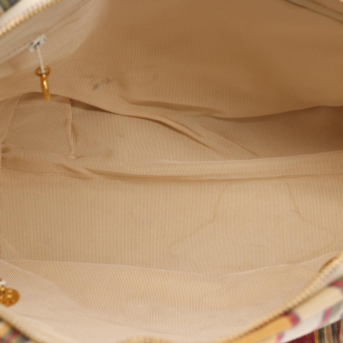 CHANEL Tote Bag Canvas Multicolor Gold CC Auth 154043