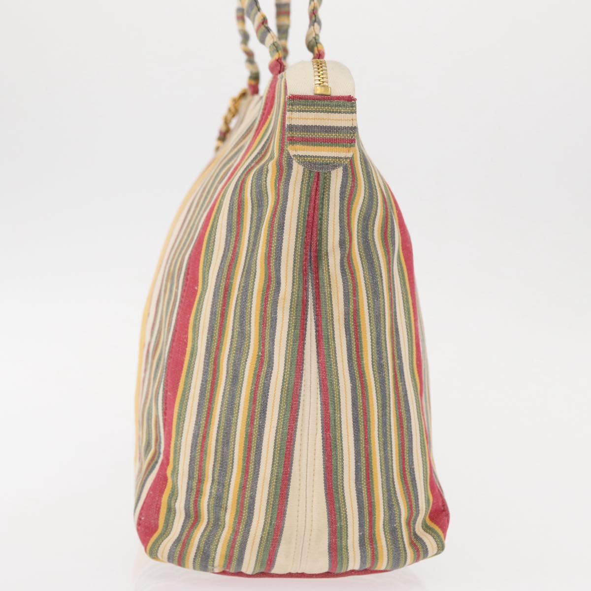 CHANEL Tote Bag Canvas Multicolor Gold CC Auth 154043