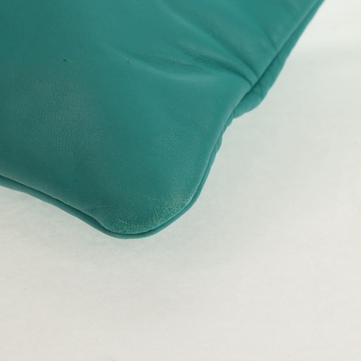 CHANEL Clutch Bag Lamb Skin Emerald Green CC Auth 154047V