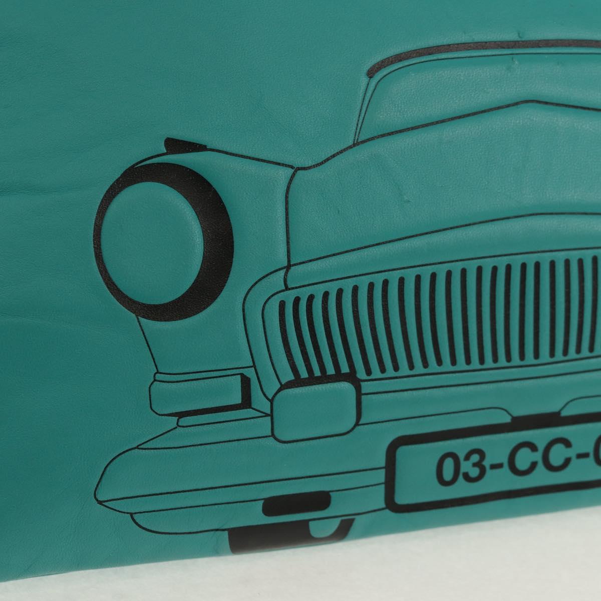 CHANEL Clutch Bag Lamb Skin Emerald Green CC Auth 154047V