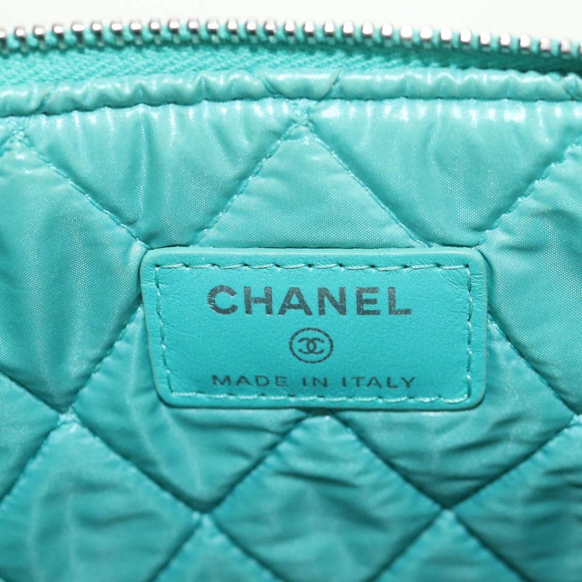CHANEL Clutch Bag Lamb Skin Emerald Green CC Auth 154047V