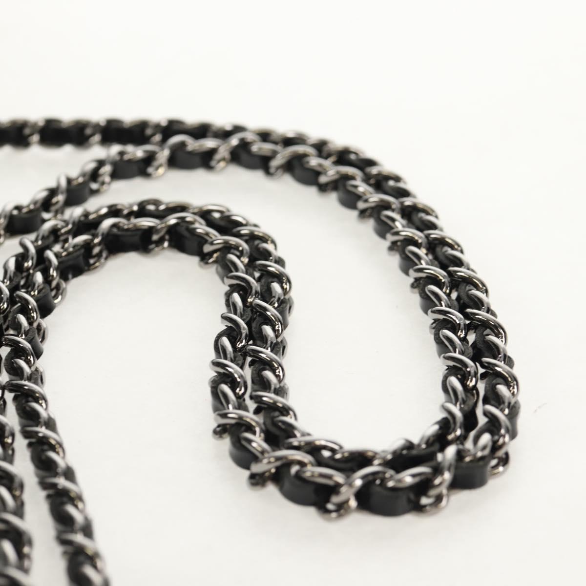 CHANEL Chain Shoulder Bag Tweed Black Silver CC Auth 154048V