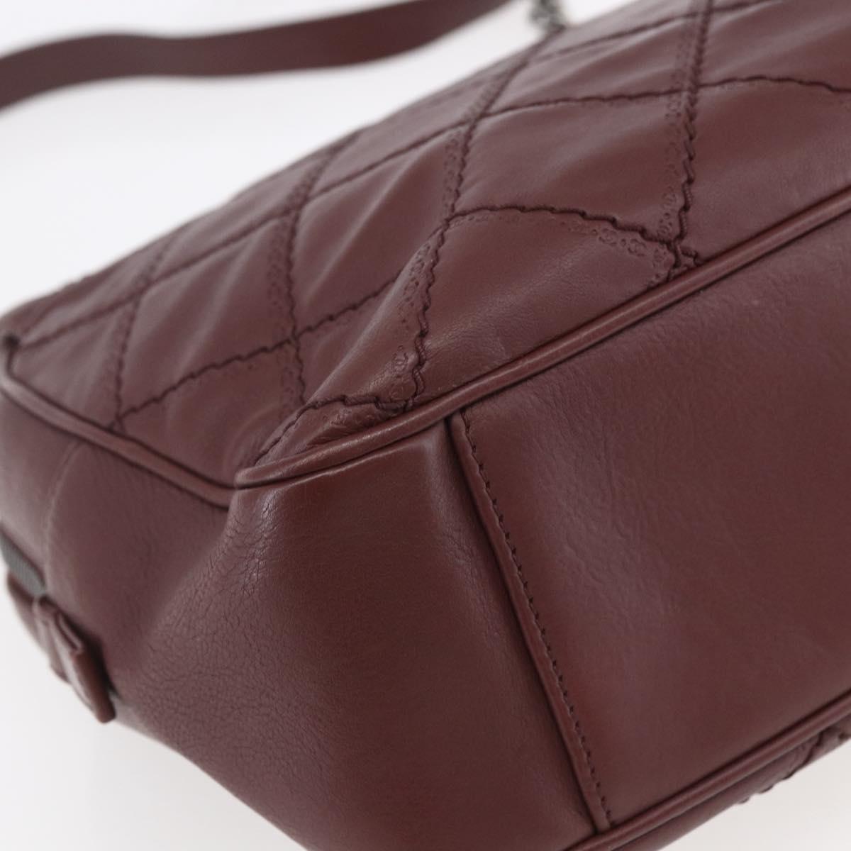 CHANEL Wild Stitch Chain Shoulder Bag Calf Skin Brown CC Auth 154049SAM