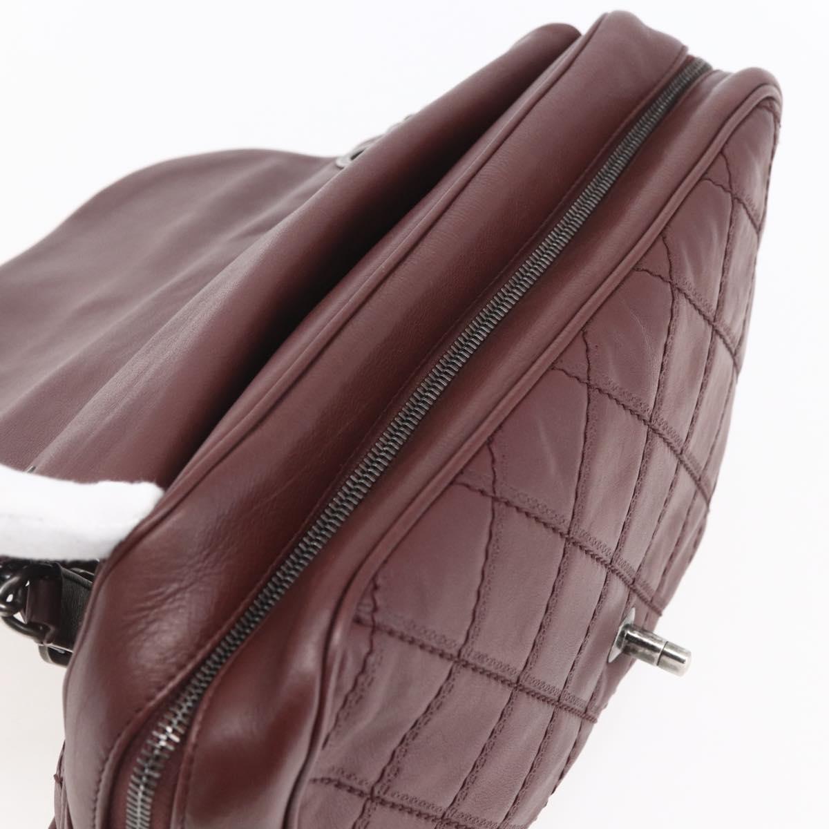 CHANEL Wild Stitch Chain Shoulder Bag Calf Skin Brown CC Auth 154049SAM