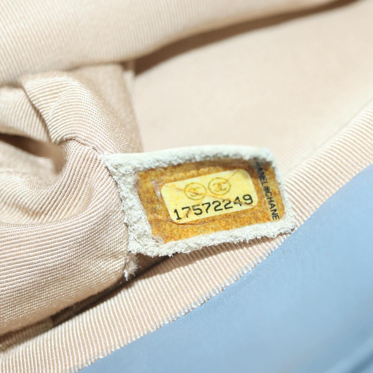 CHANEL Matelasse Chain Shoulder Bag Lamb Skin Light Blue Silver CC Auth 154050V