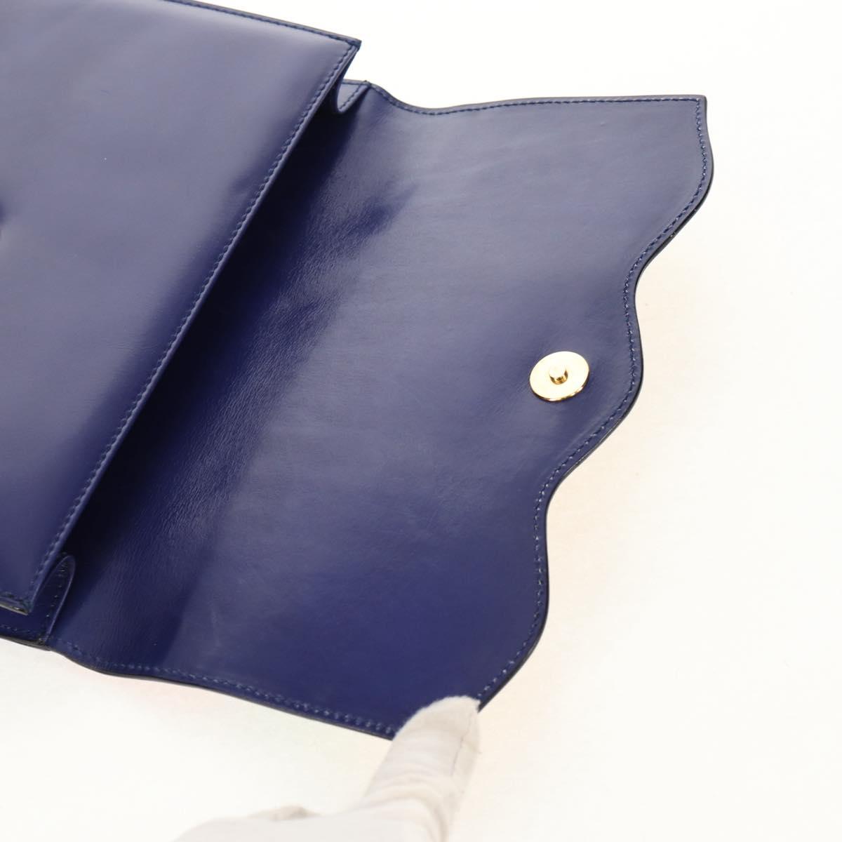 CELINE Circle Clutch Bag Leather Multicolor Gold Auth 154051V