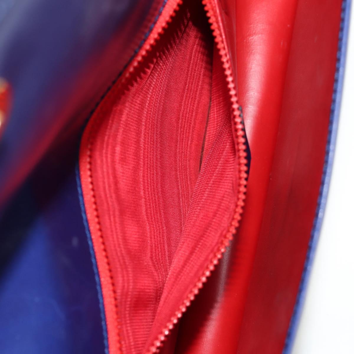 CELINE Circle Clutch Bag Leather Multicolor Gold Auth 154051V