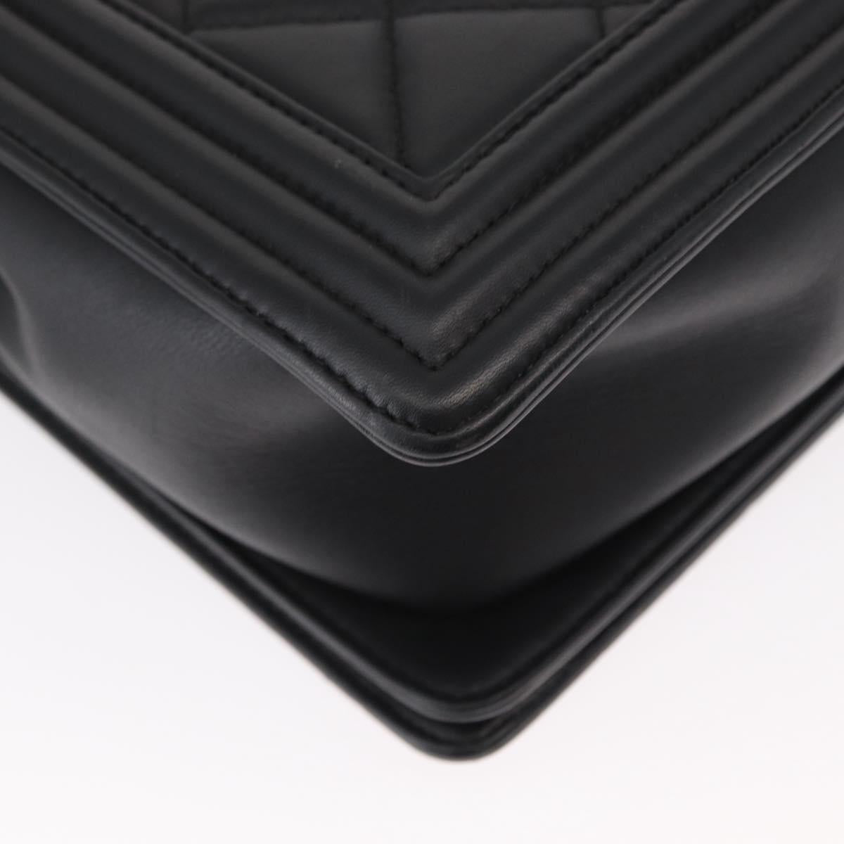 CHANEL Chain Boy Chanel Shoulder Bag Lamb Skin Black CC Auth 154052SAM