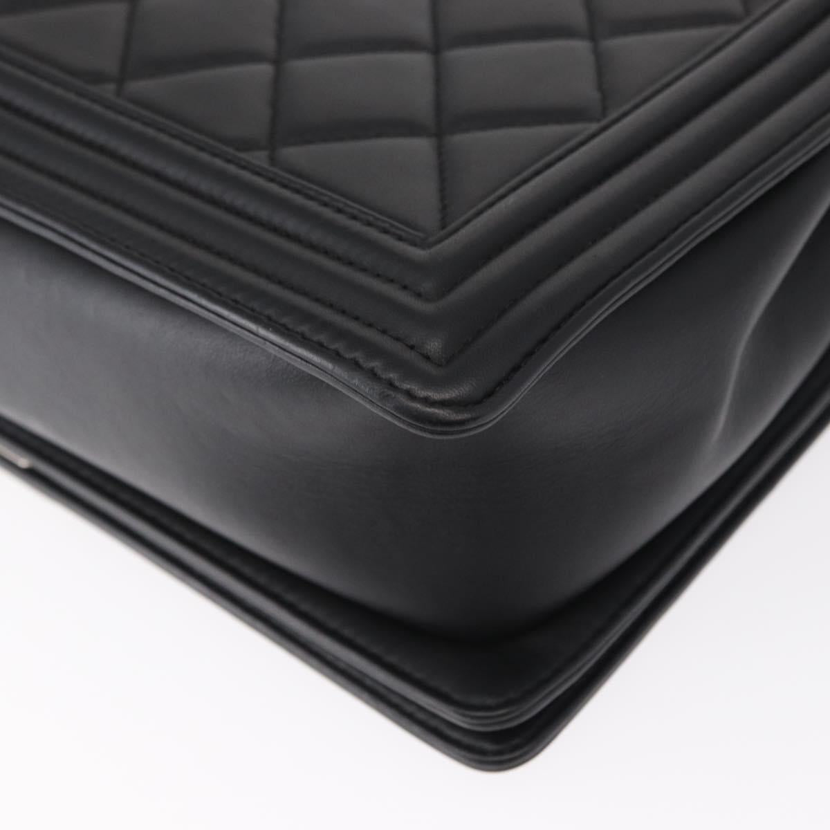 CHANEL Chain Boy Chanel Shoulder Bag Lamb Skin Black CC Auth 154052SAM