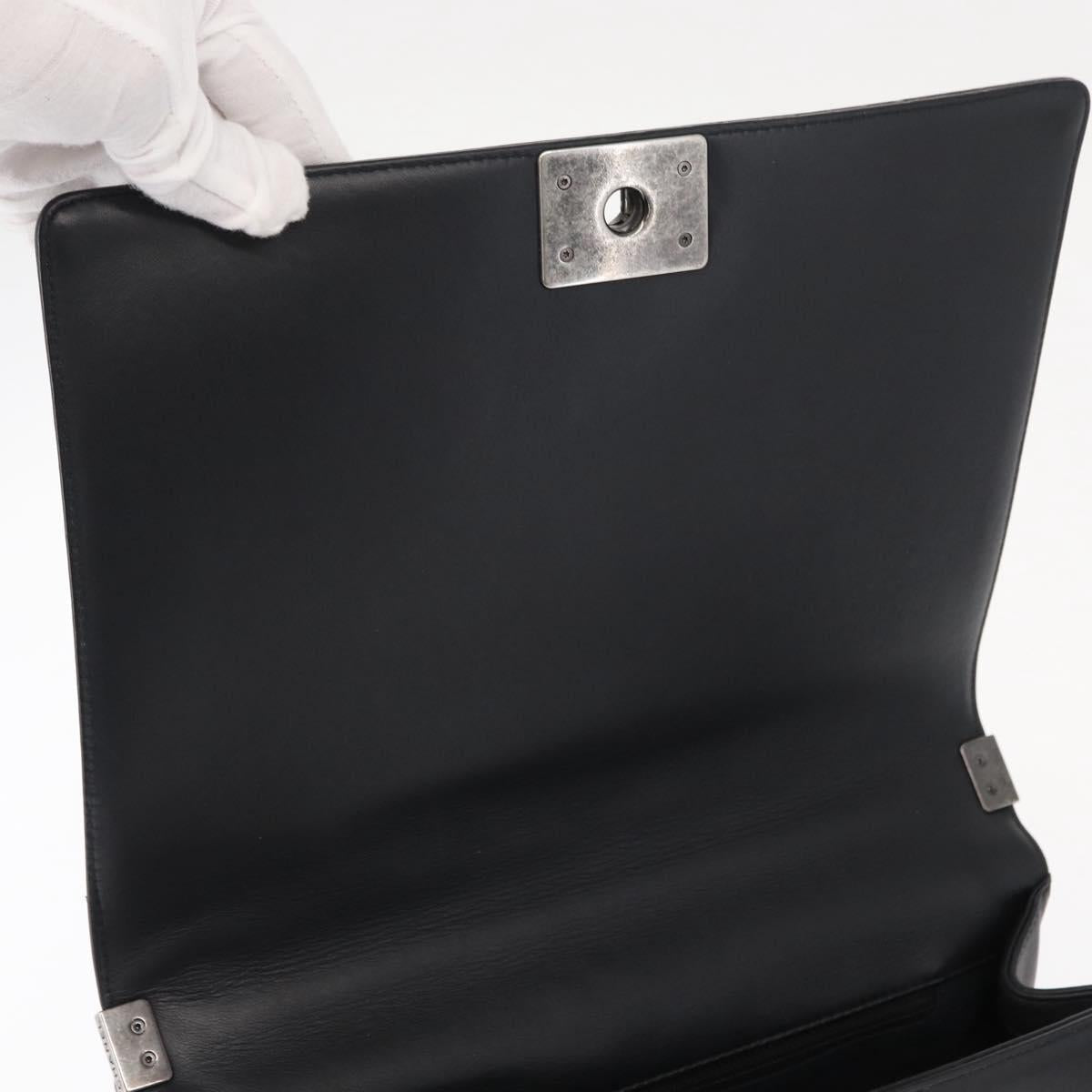 CHANEL Chain Boy Chanel Shoulder Bag Lamb Skin Black CC Auth 154052SAM