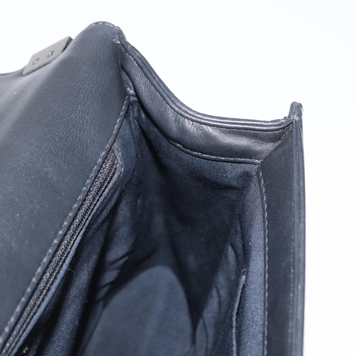 CHANEL Chain Boy Chanel Shoulder Bag Lamb Skin Black CC Auth 154052SAM