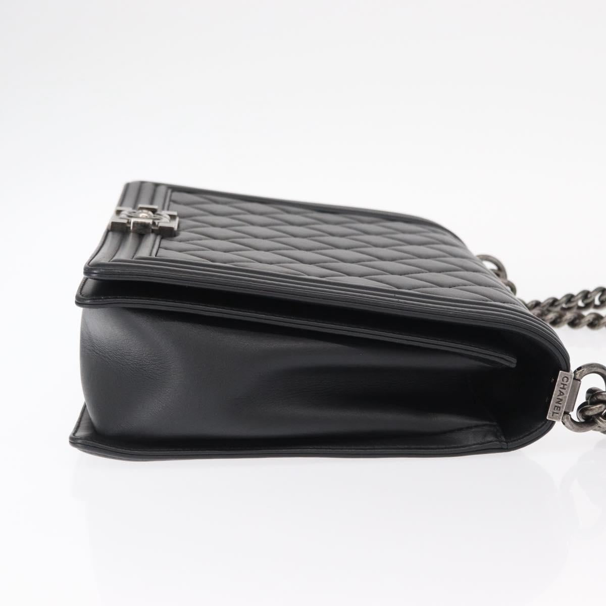 CHANEL Chain Boy Chanel Shoulder Bag Lamb Skin Black CC Auth 154052SAM