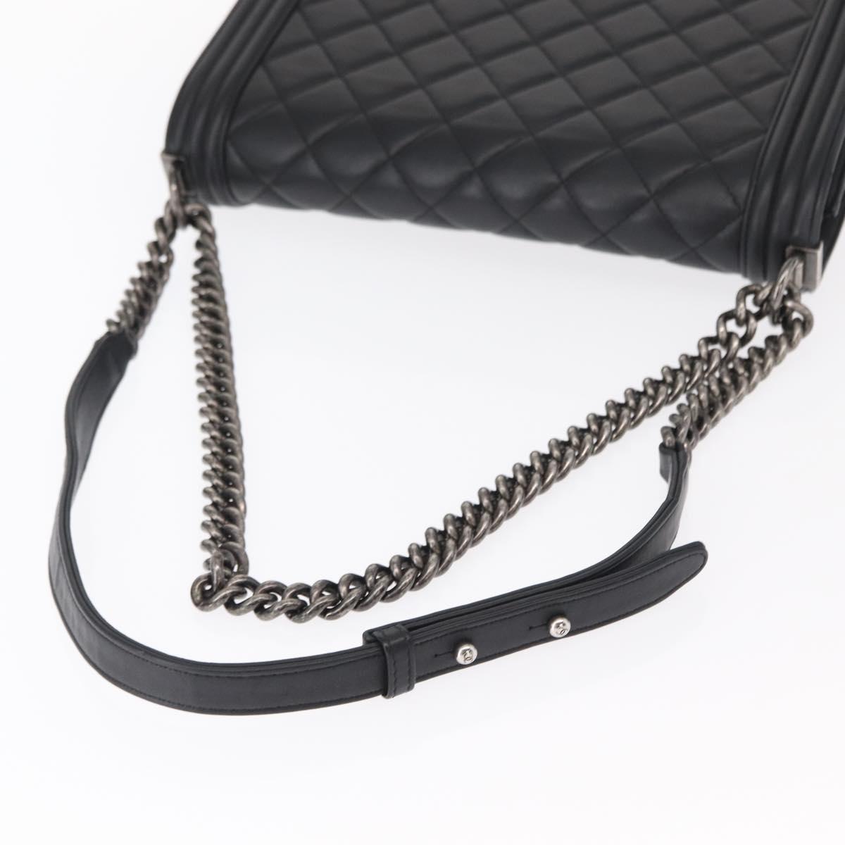 CHANEL Chain Boy Chanel Shoulder Bag Lamb Skin Black CC Auth 154052SAM