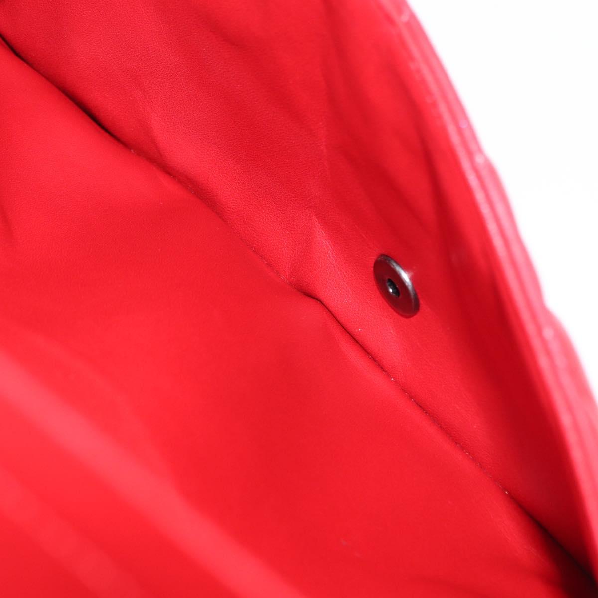 CHANEL Matelasse 34 Double Flap Chain Bag Lamb Skin Red CC Auth 154053SM