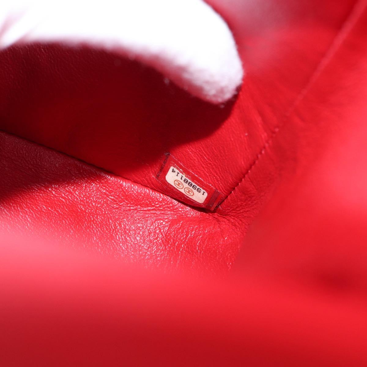 CHANEL Matelasse 34 Double Flap Chain Bag Lamb Skin Red CC Auth 154053SM