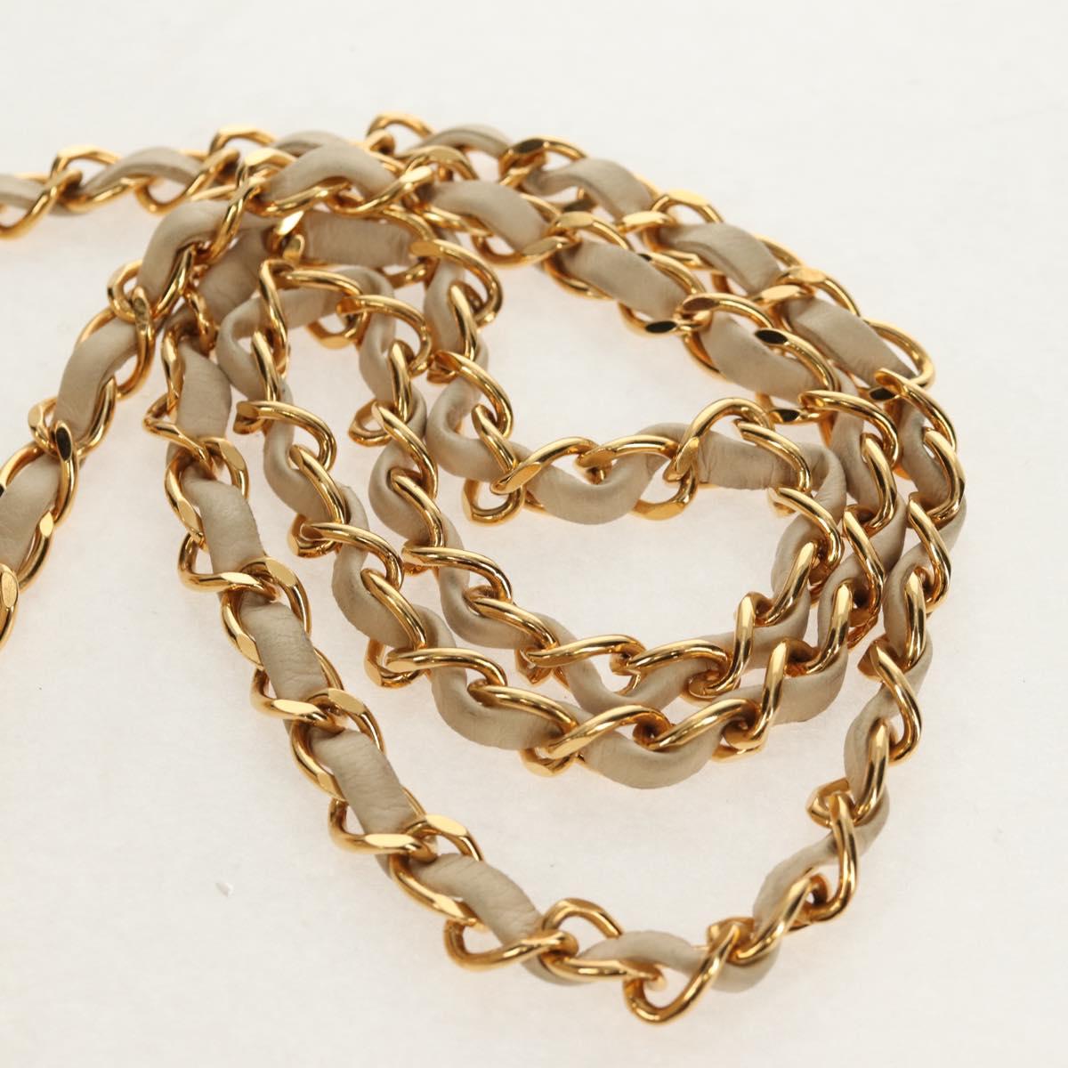 CHANEL Matelasse Chain Shoulder Bag Lamb Skin Ivory Gold CC Auth 154054V