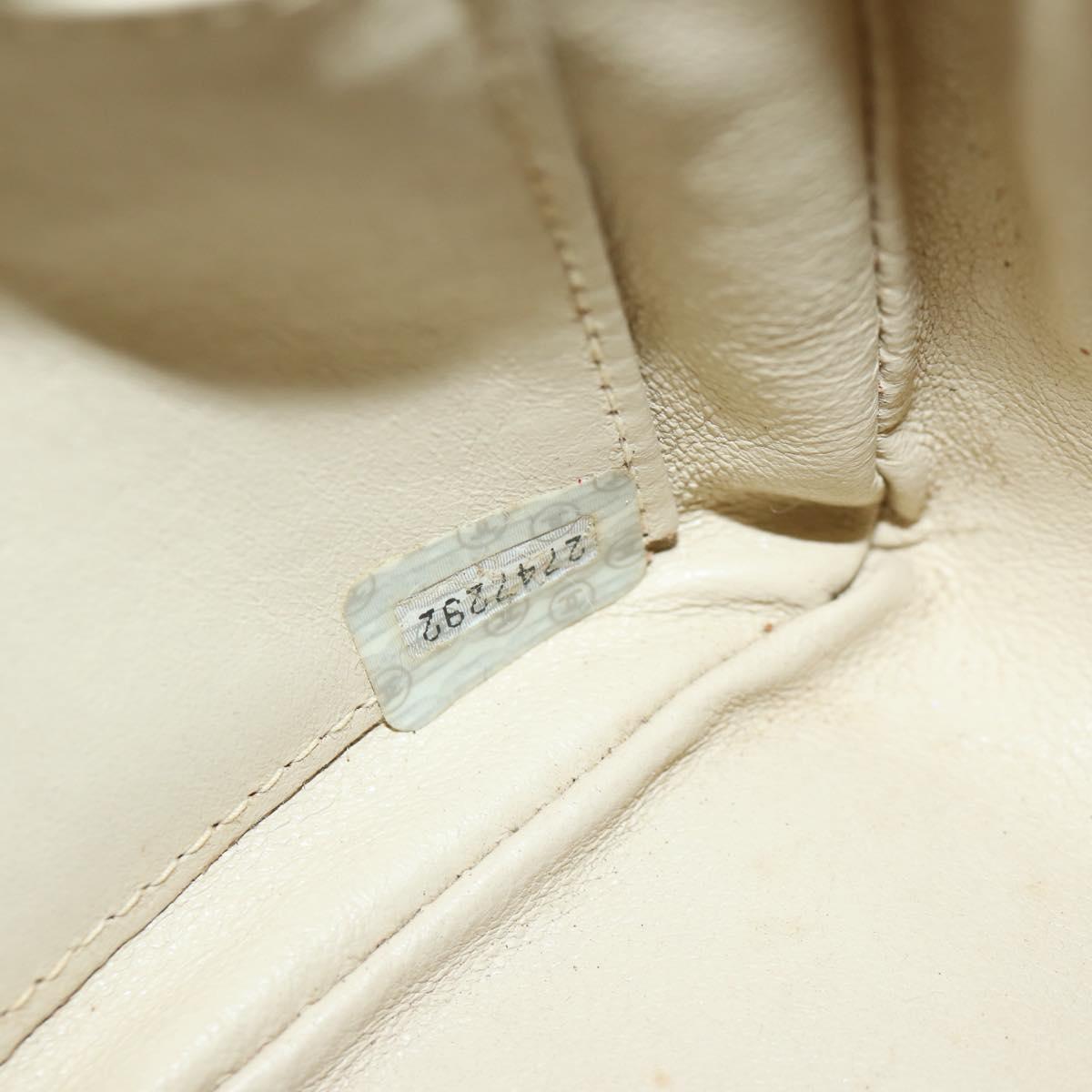 CHANEL Matelasse Chain Shoulder Bag Lamb Skin Ivory Gold CC Auth 154054V