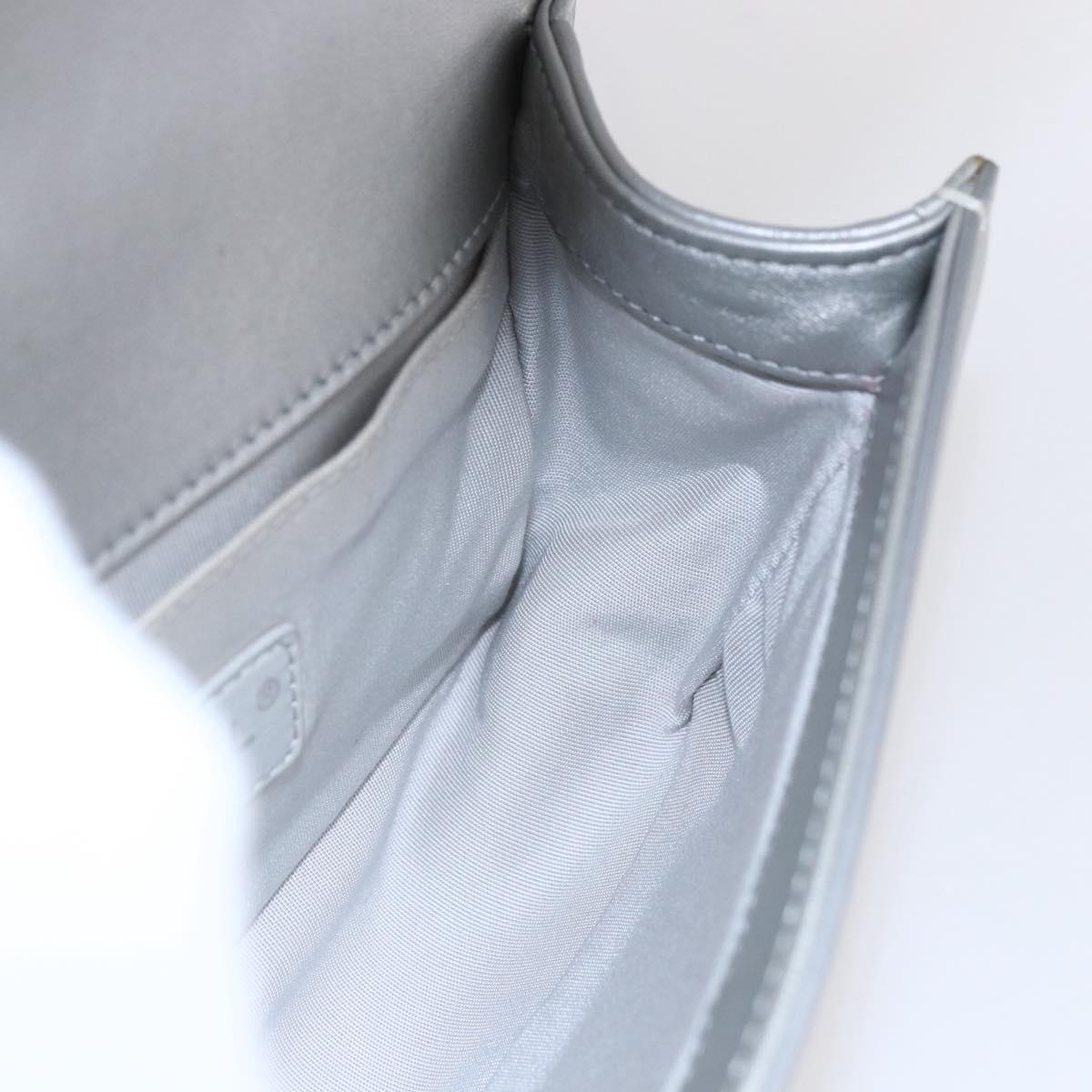 CHANEL Chain Boy Chanel Shoulder Bag Leather Silver CC Auth 154056SAM