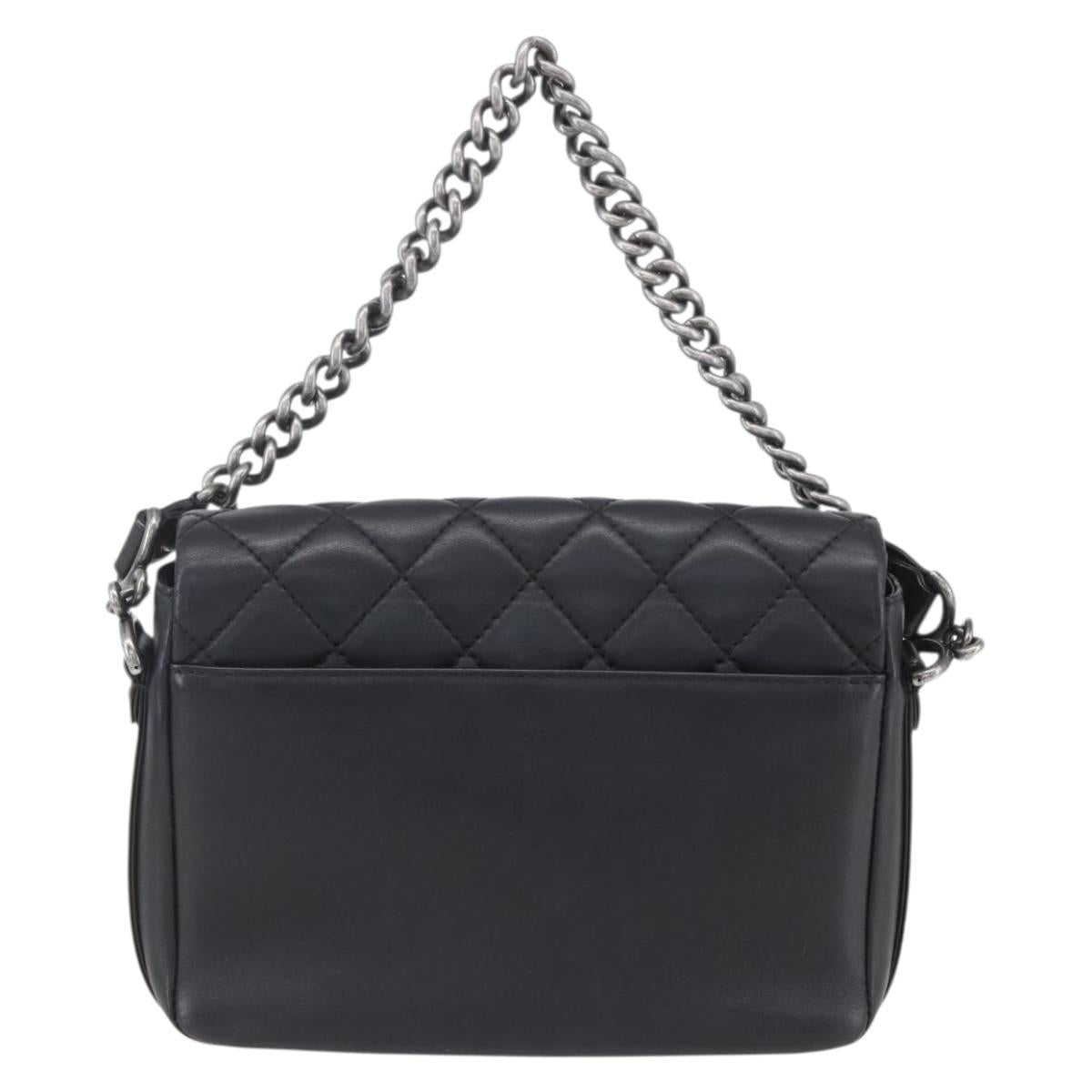 CHANEL Matelasse Chain Shoulder Bag Lamb Skin 2way Black CC Auth 154057SAM