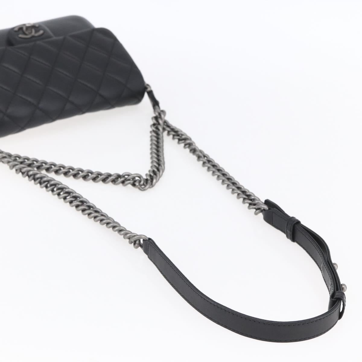 CHANEL Matelasse Chain Shoulder Bag Lamb Skin 2way Black CC Auth 154057SAM