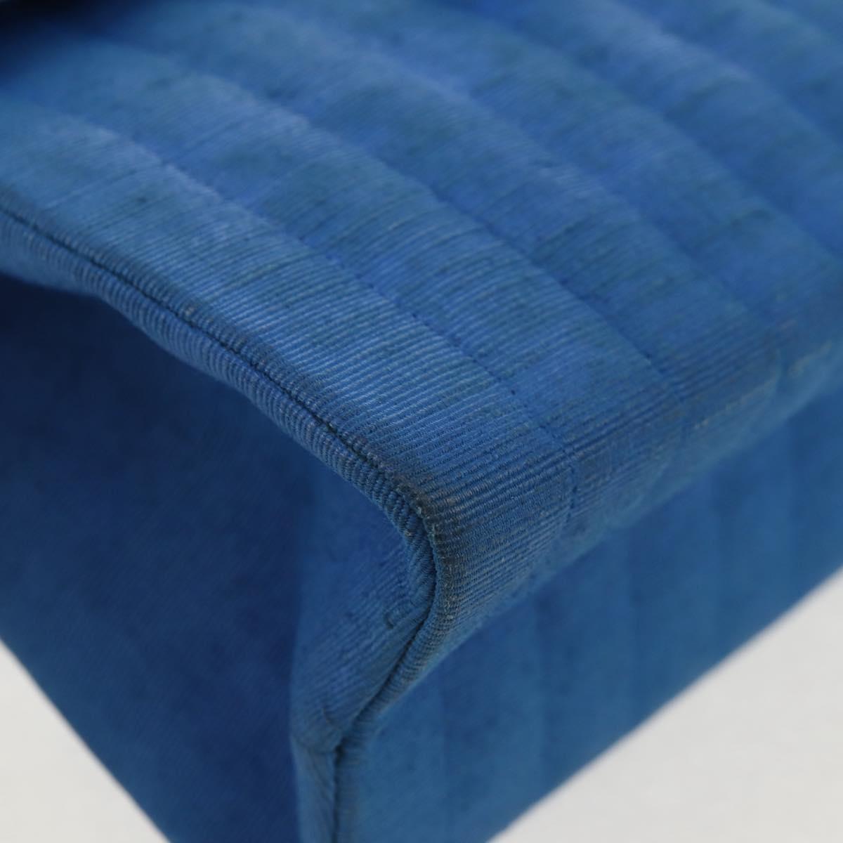 CHANEL Mademoiselle Chain Shoulder Bag Canvas Blue Gold CC Auth 154058SAV