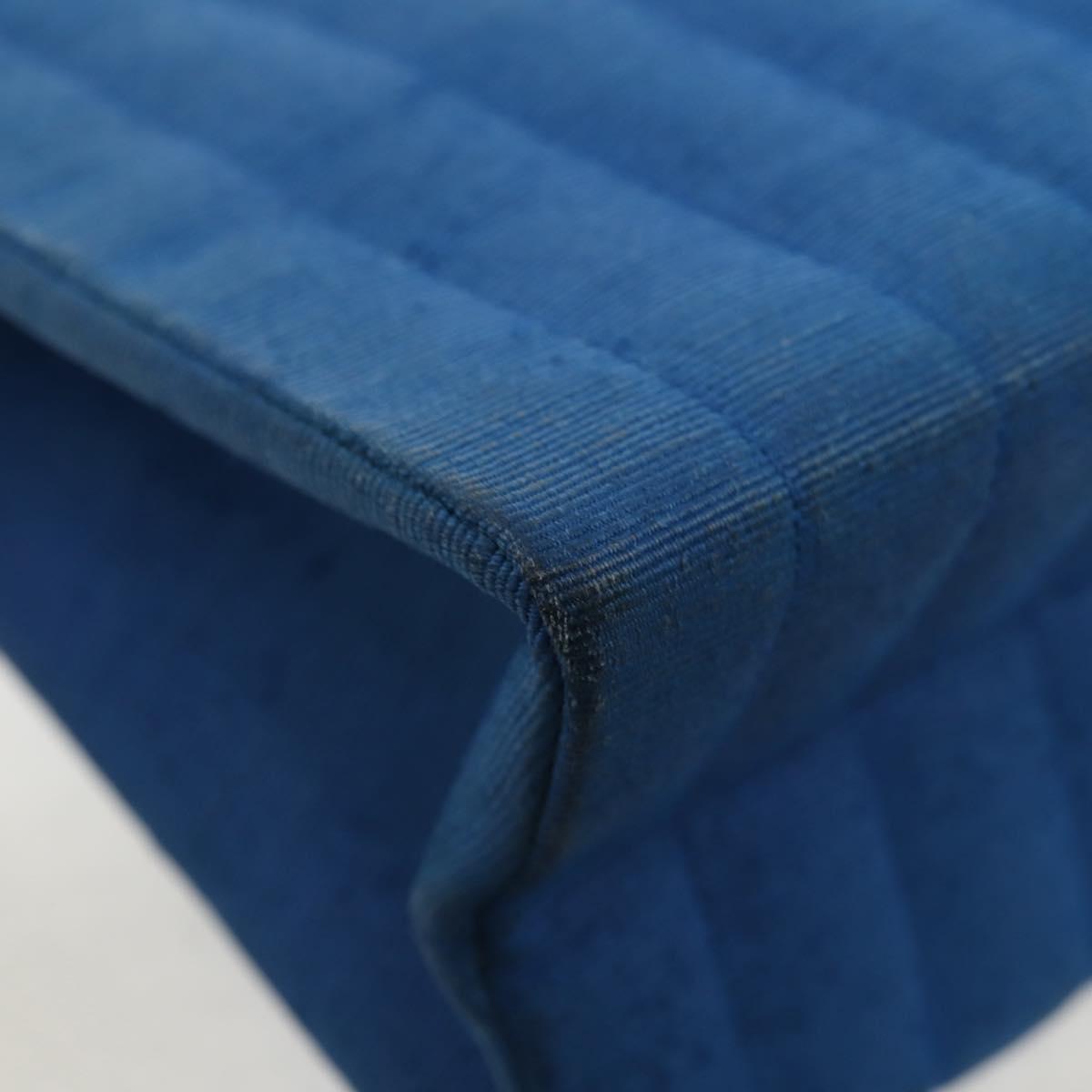 CHANEL Mademoiselle Chain Shoulder Bag Canvas Blue Gold CC Auth 154058SAV