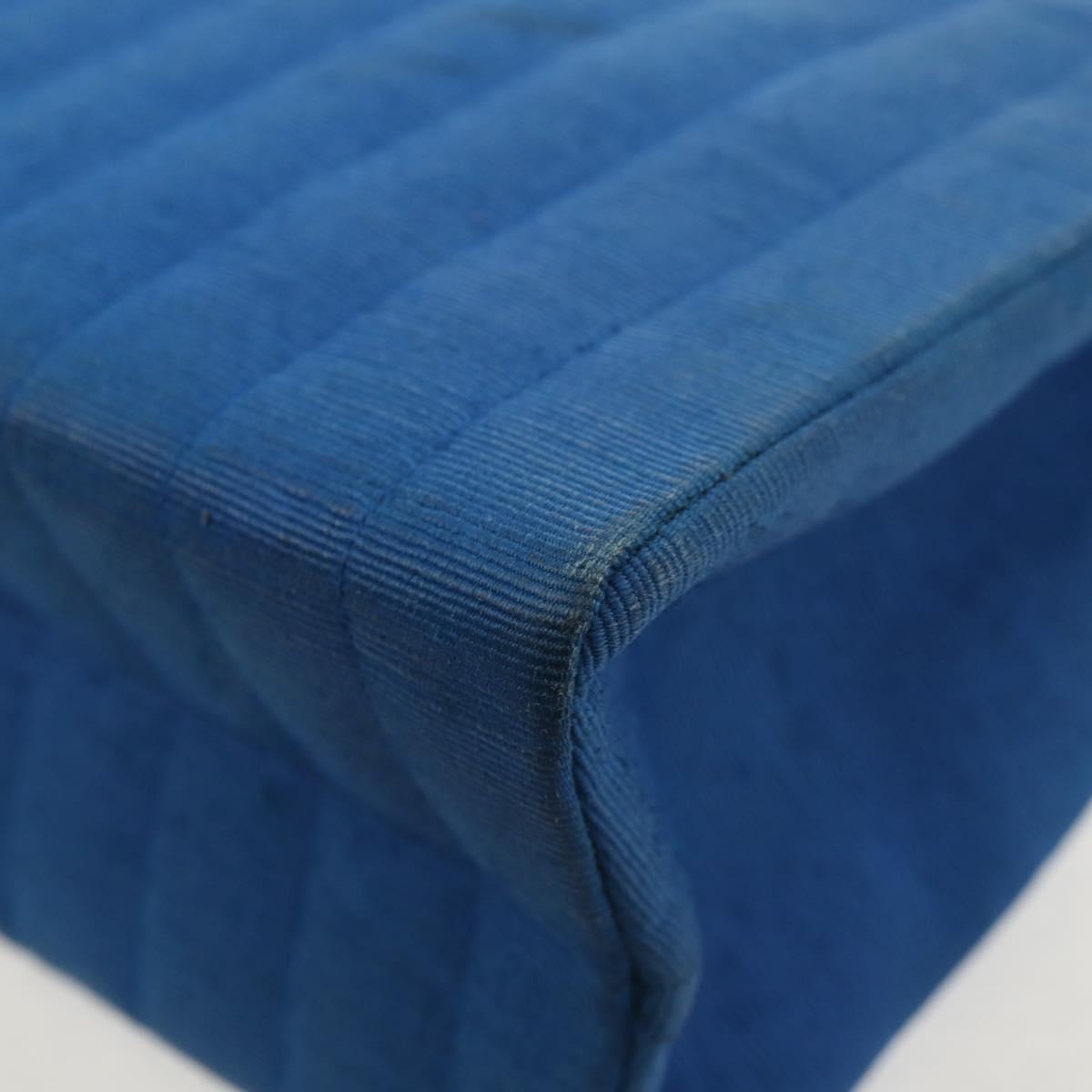 CHANEL Mademoiselle Chain Shoulder Bag Canvas Blue Gold CC Auth 154058SAV