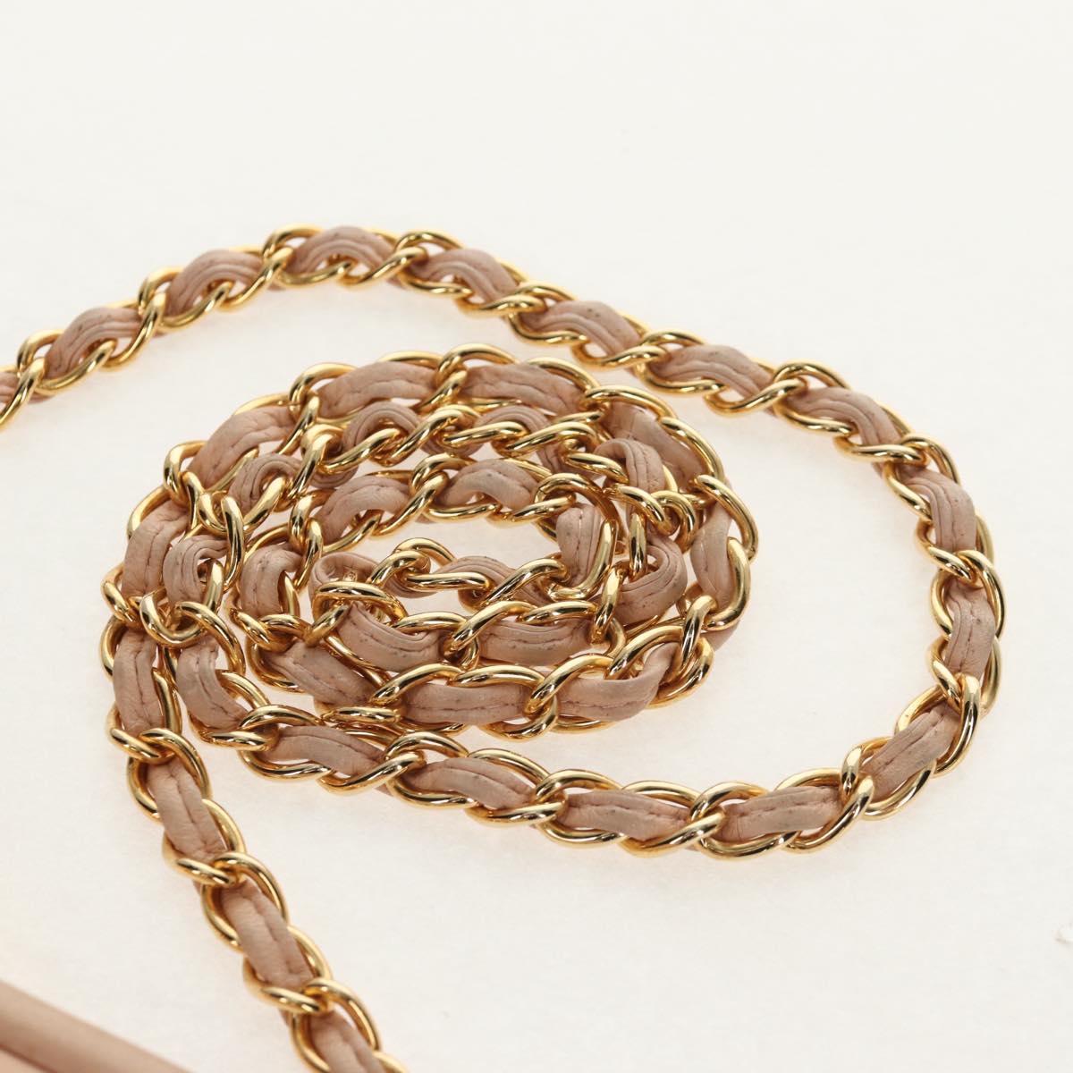 CHANEL Matelasse Chain Shoulder Bag Lamb Skin Pink Gold CC Auth 154060V