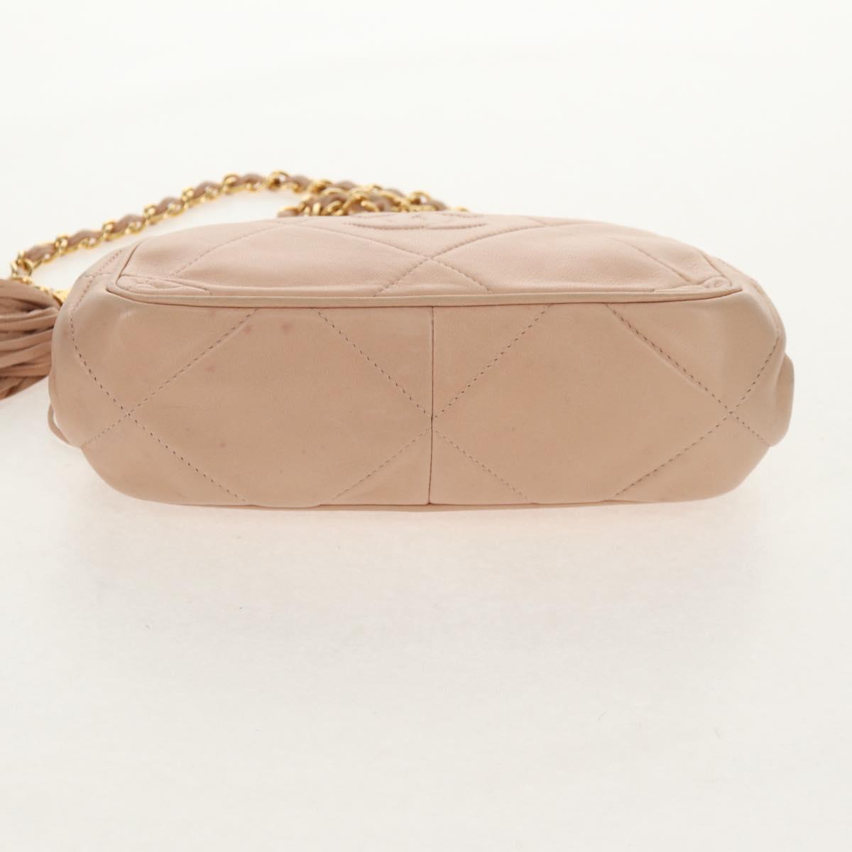 CHANEL Matelasse Chain Shoulder Bag Lamb Skin Pink Gold CC Auth 154060V