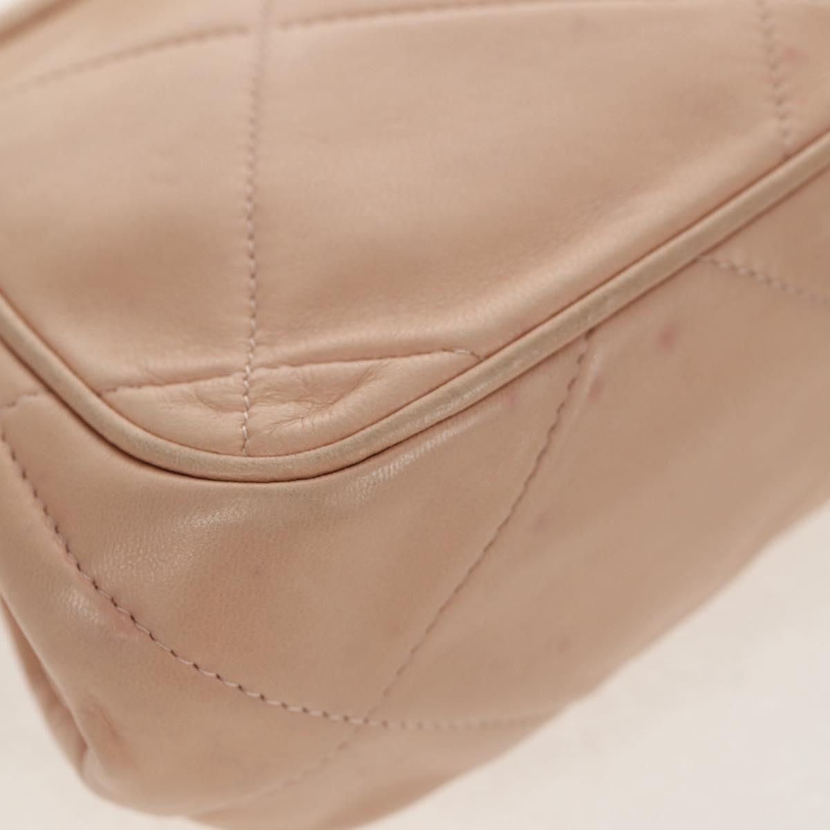 CHANEL Matelasse Chain Shoulder Bag Lamb Skin Pink Gold CC Auth 154060V